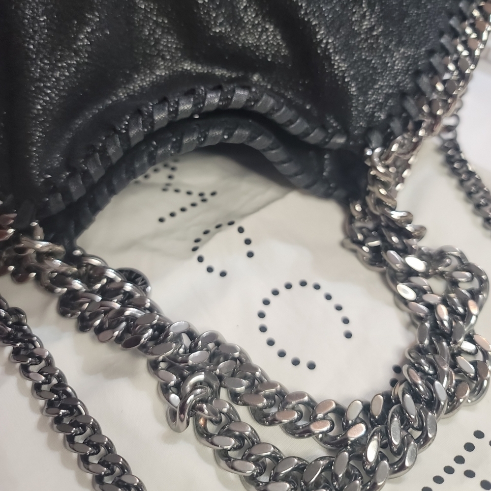 Stella McCartney Black Shaggy Deer Falabella Chain Crossbody Bag - Picture 12 of 16